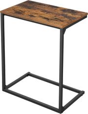 VASAGLE Piccolo tavolino laterale per laptop, camera da letto, soggiorno, lavoro a letto o sul divano, struttura semplice, stabile, stile industriale, marrone rustico e nero LNT52BX