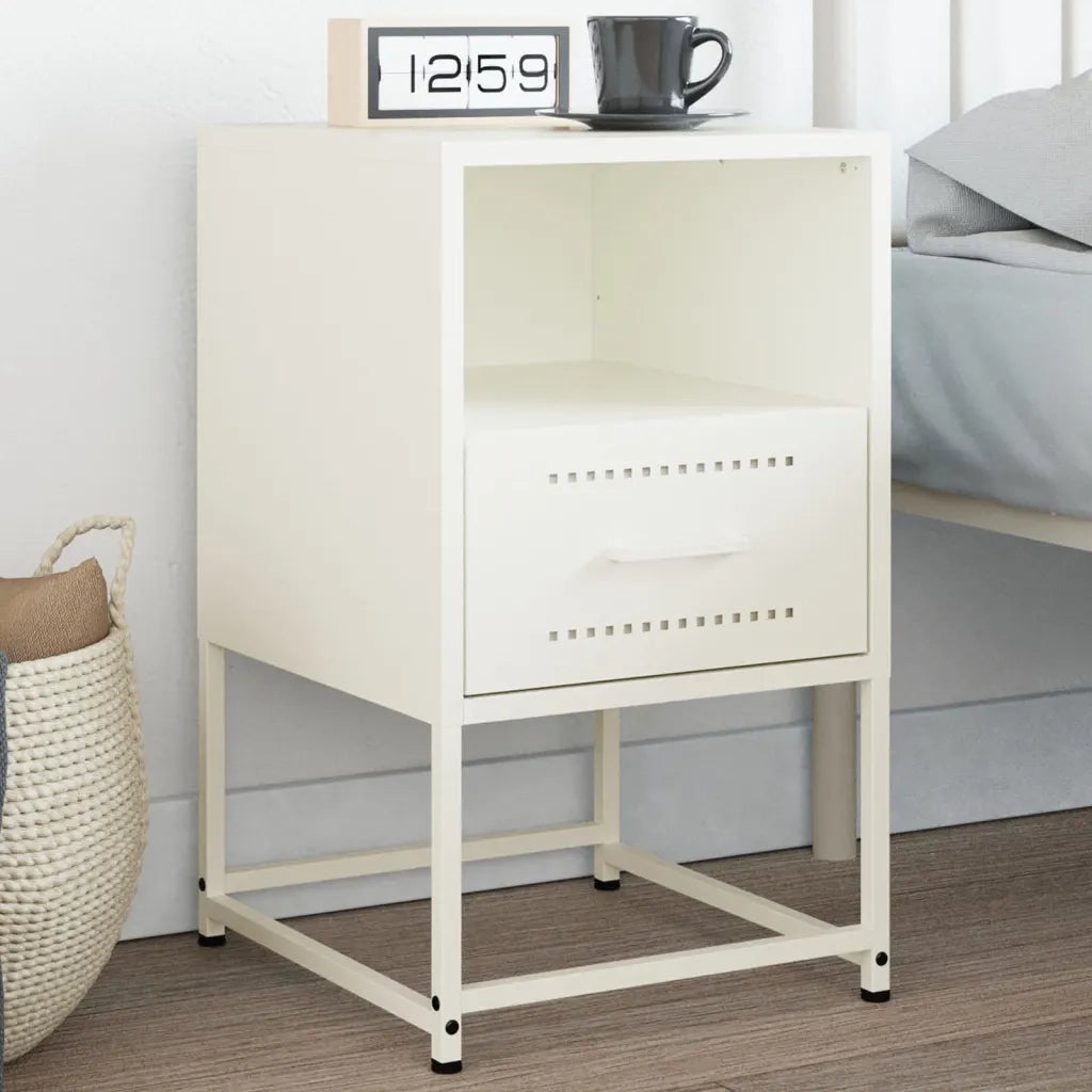 Comodino Bianco 36x39x60,5 cm in Acciaio 846564