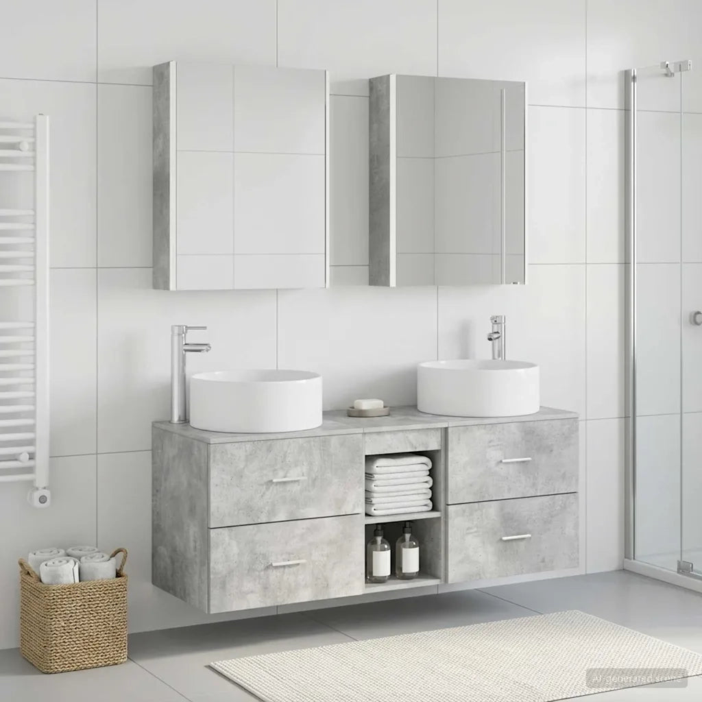 Set di mobili per il bagno 5 pcs Grigio Cemento 3407090