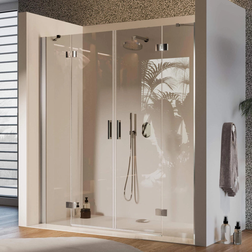 Porta Doccia 195 cm 2 Ante Battenti in Cristallo Trasparente 6mm H190 Fosterberg Herning