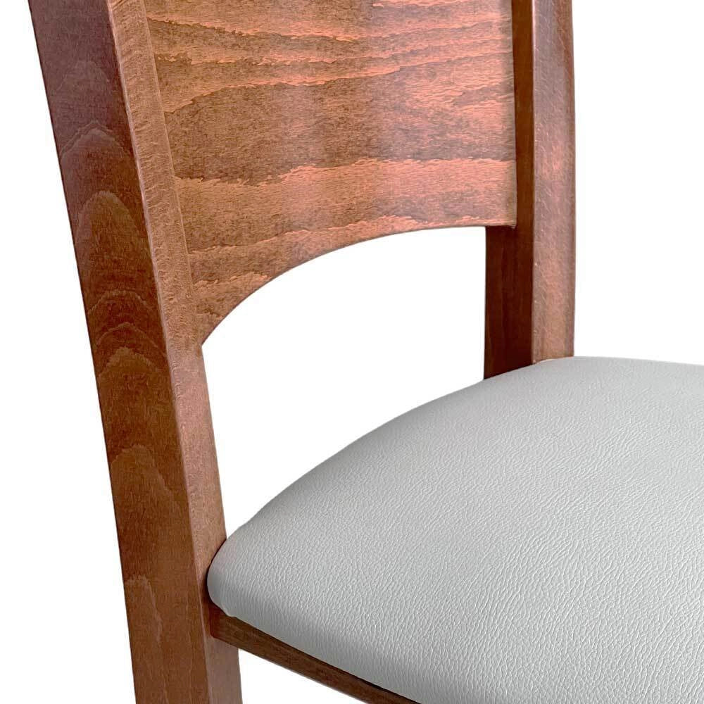 Sgabello alto da bar lucy in legno noce scuro h 73 con seduta in ecopelle grigio