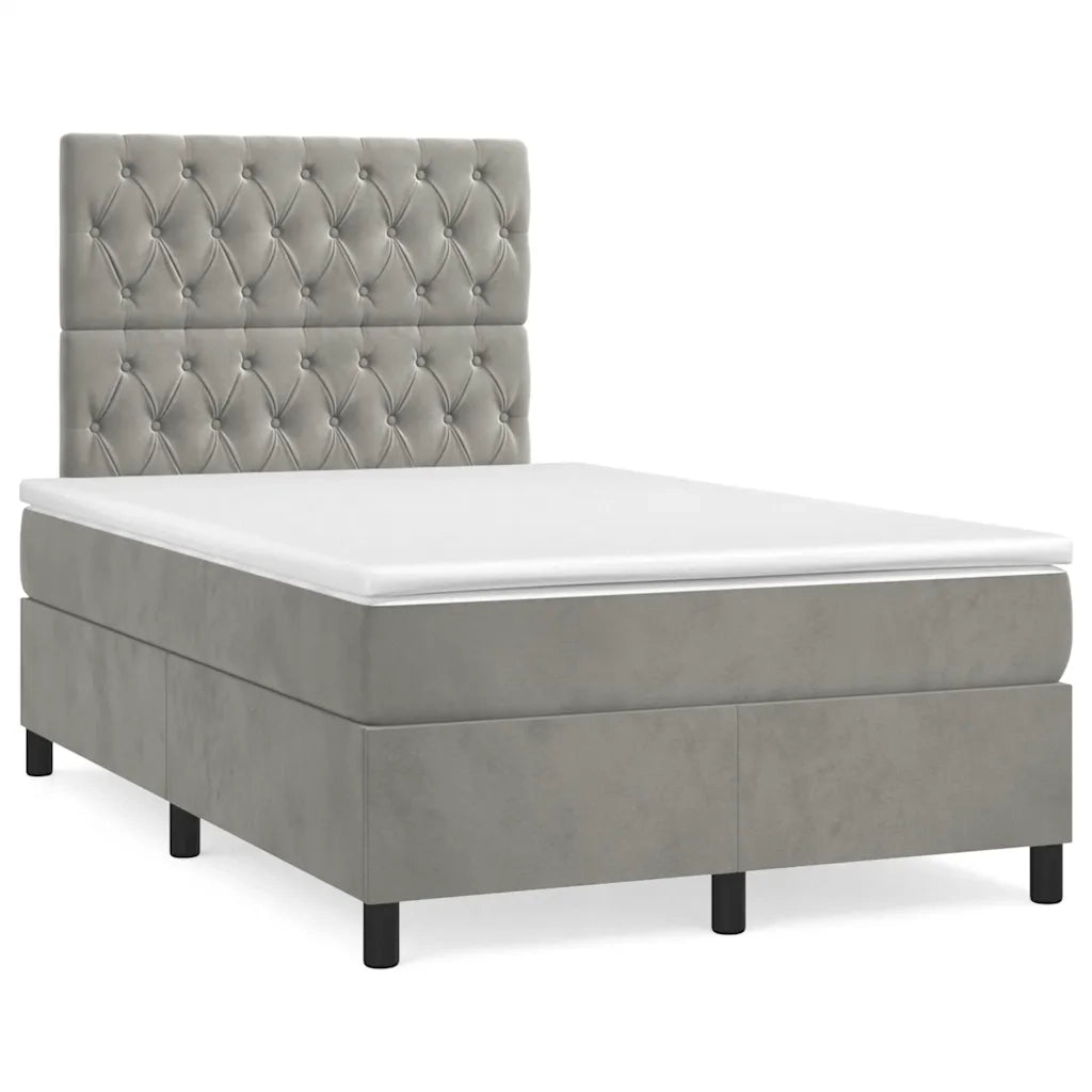 Giroletto a Molle con Materasso Grigio Chiaro 120x190cm Velluto 3270013