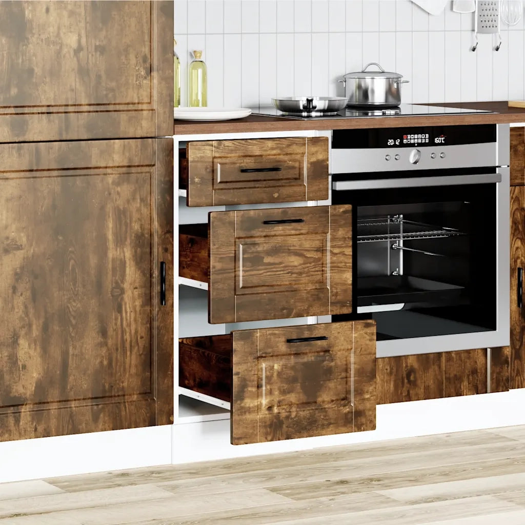 Base da Cucina-Mobile Base da Cucina Porto Rovere Fumo in Legno Multistrato 618002