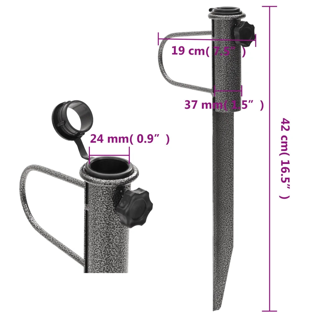 Supporti Ombrellone con Picchetti 2 pz 19x42 cm Acciaio Zincato CFW7740768
