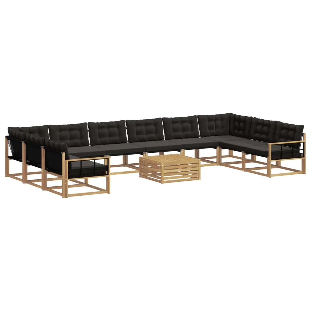 Set di divani da esterno 11 pz Bianco e Nero 3389146