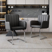 Set di 2 sedie da pranzo 64.01x57.2x57 cm con schienale ergonomico; pelle PU; nero