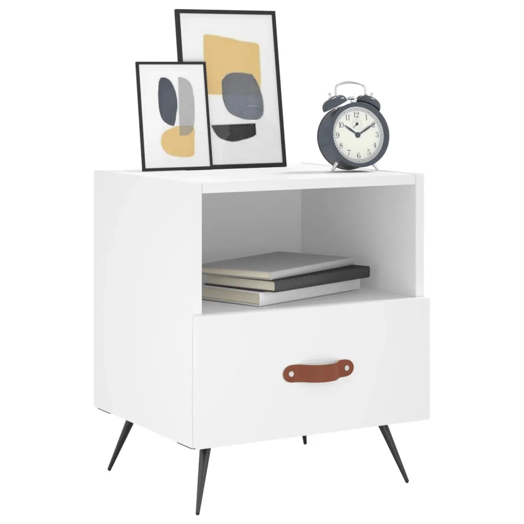 Set di 2 Comodini | Armadio da Notte | Mobiletto da notte Bianchi 40x35x47,5 cm in Legno Multistrato