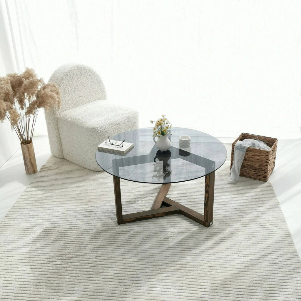 Luigia, Tavolino da Salotto Effetto Fume, 75x75x40h cm Grigio Noce