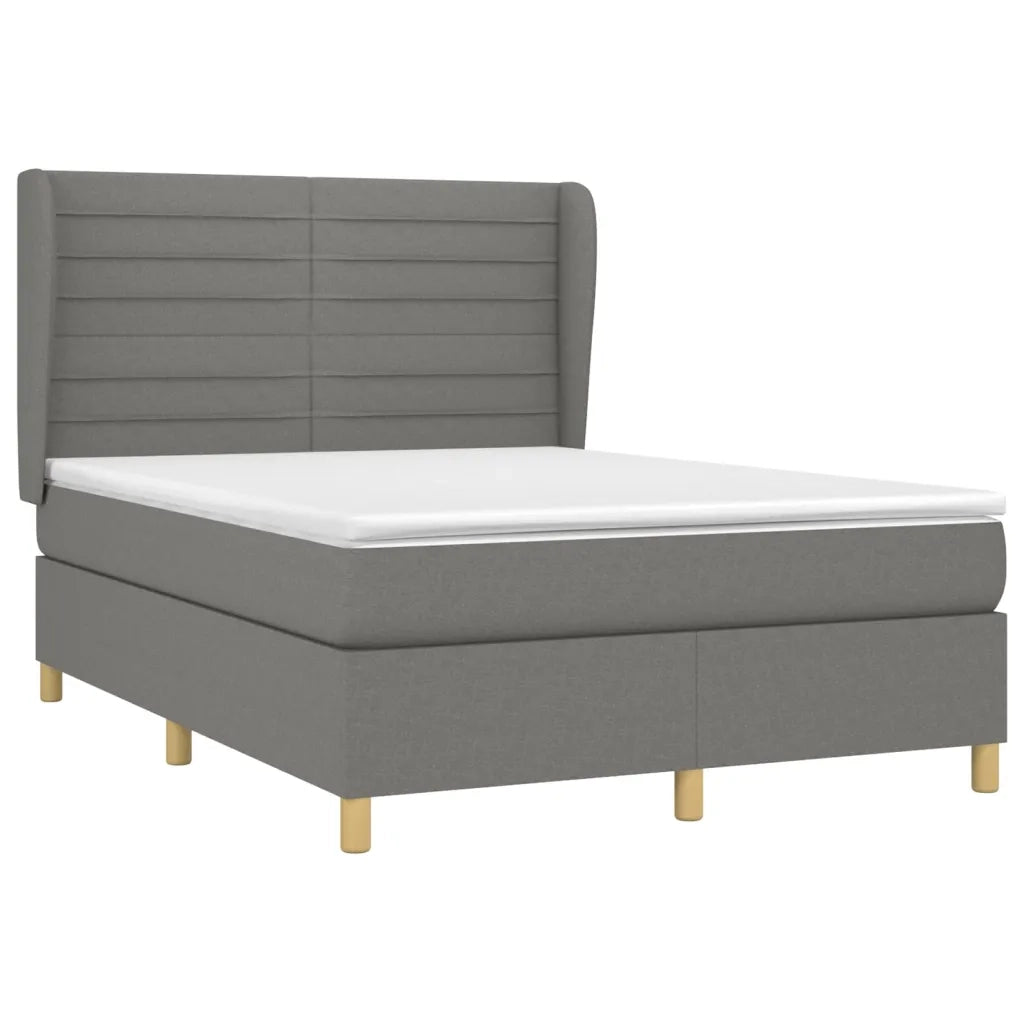Giroletto a Molle con Materasso Grigio Scuro 140x200cm Tessuto 3128606