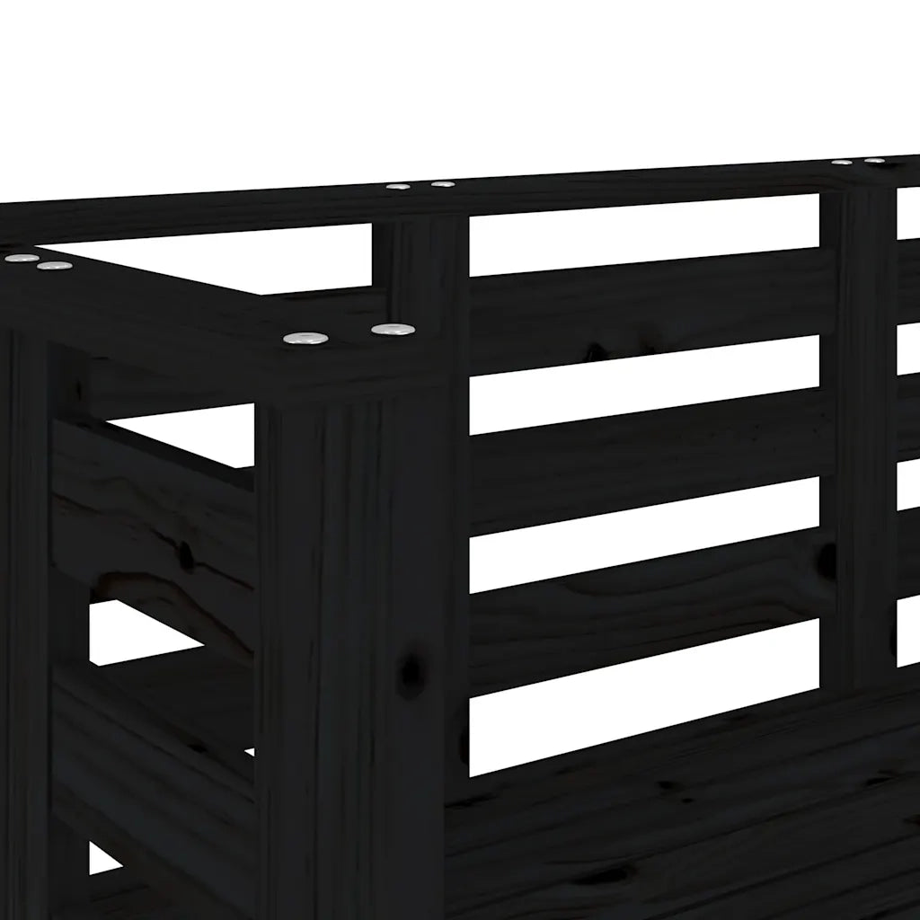 Panchina da Giardino | Panca da Giardino Nera 111,5x53x71 cm Legno Massello di Pino