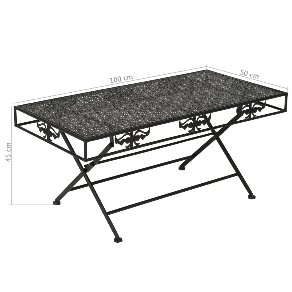 Tavolino da Salotto Pieghevole Vintage Metallo 100x50x45cm Nero 245927