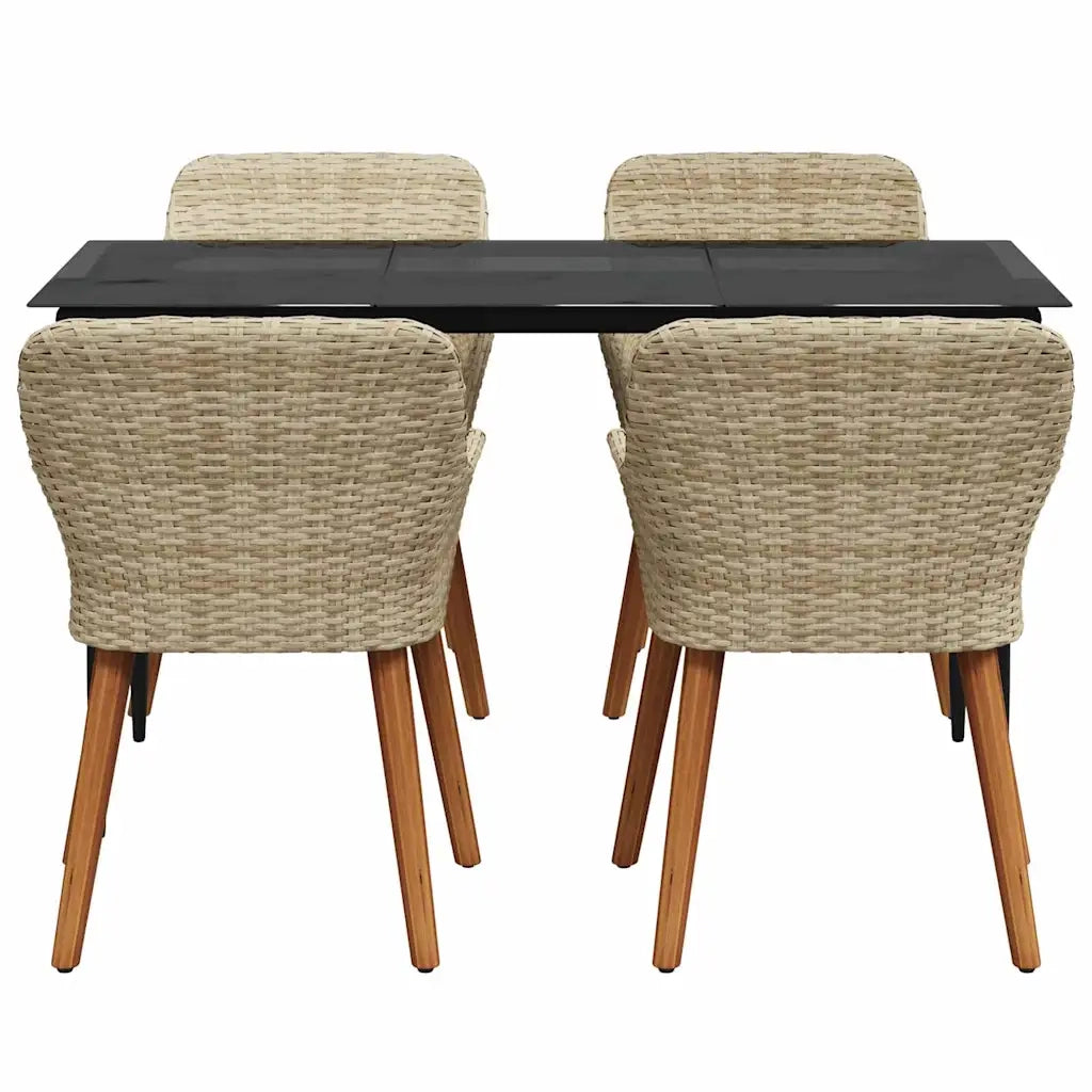 Set da Pranzo per Giardino con cuscino 5 pcs Beige polyrattan 3261693