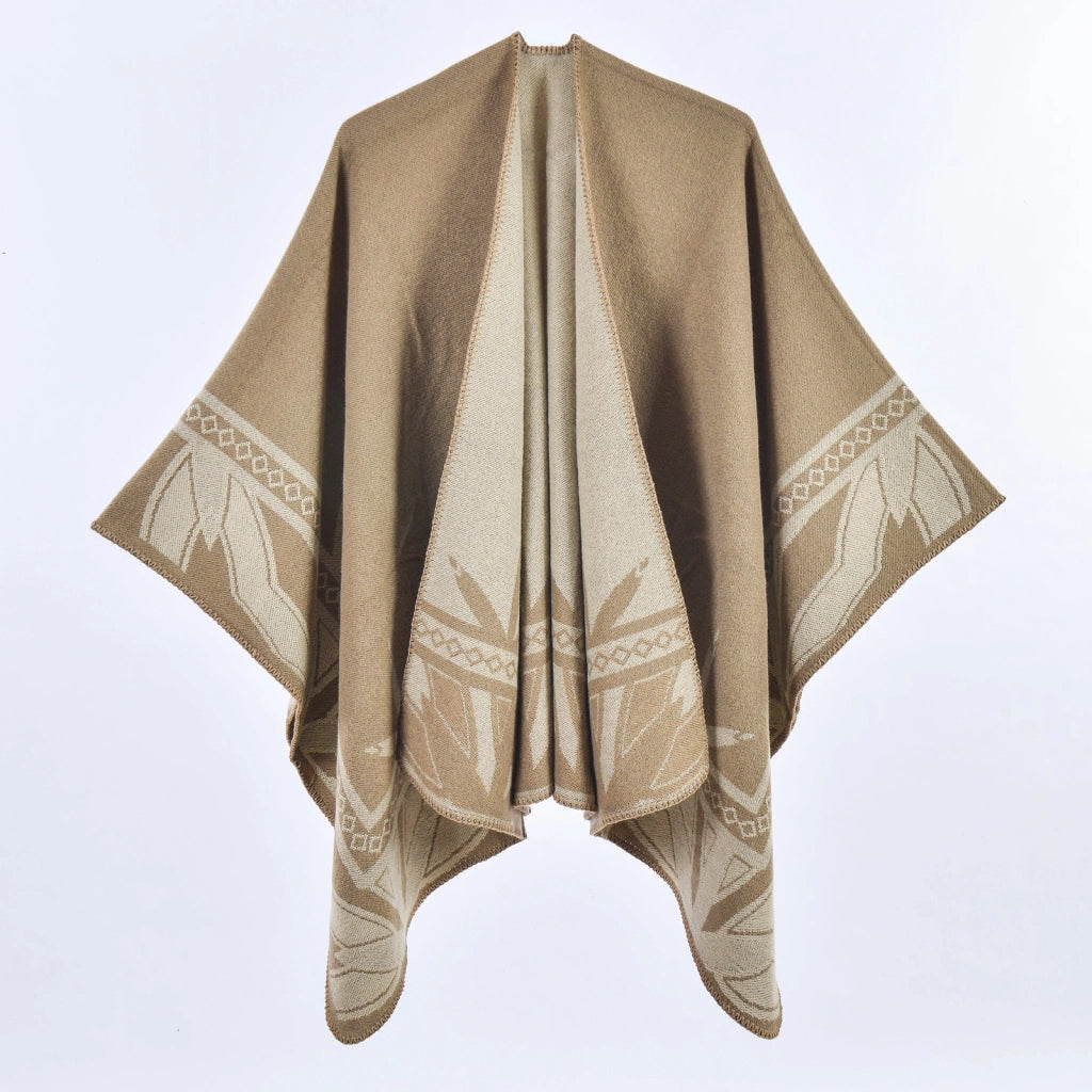 Nuovo scialle a mantella in cashmere spesso con spacco