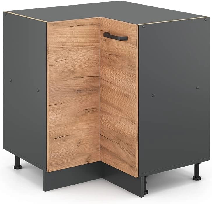 mobile ad angolo cucina R-line, Quercia dorata/Antracite, 75.6 cm senza piano di lavoro