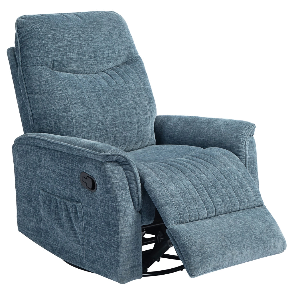 Poltrona reclinabile girevole con poggiapiedi retrattile ¨C Zephmum ¨C Blu