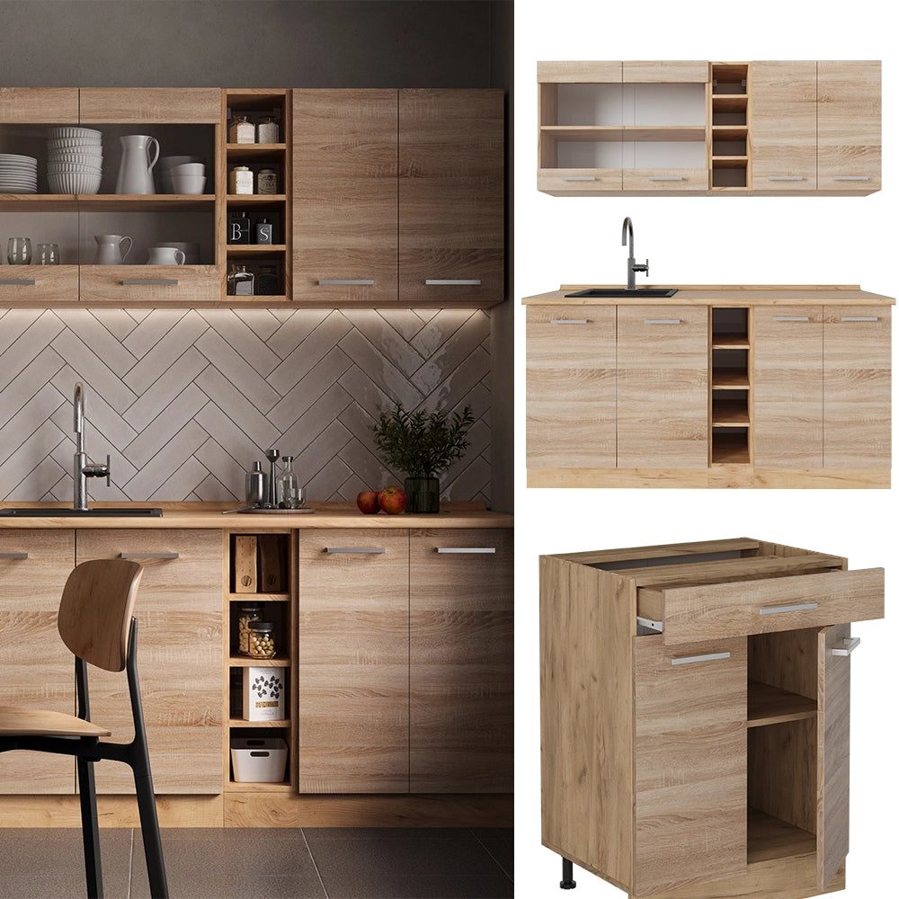 Vicco Cucina completa Rovere Sonoma/Goldkraft 160 cm senza piano di lavoro
