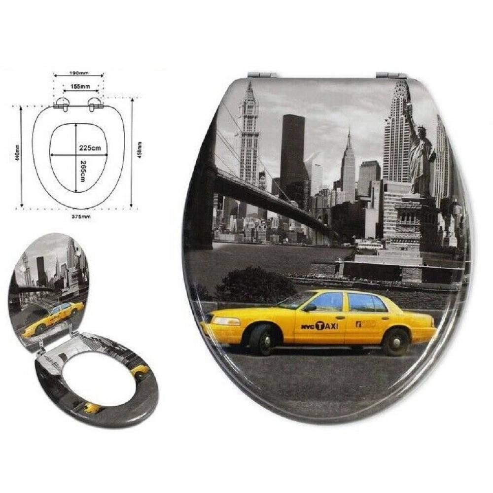 Trade Shop - Copriwater Copri Sedile Wc Bagno Universale Cerniere Acciaio Taxi New York 52974a -        3,5
