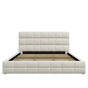 Letto Matrimoniale 180x200 cm; con Testiera Imbottita; in Velluto; Beige