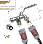 Valvola a sfera per giardino, accessori in acciaio inossidabile, 3/4 pollici