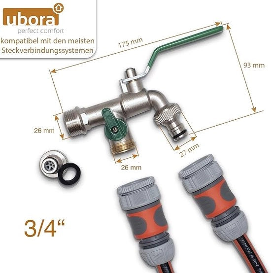 Valvola a sfera per giardino, accessori in acciaio inossidabile, 3/4 pollici