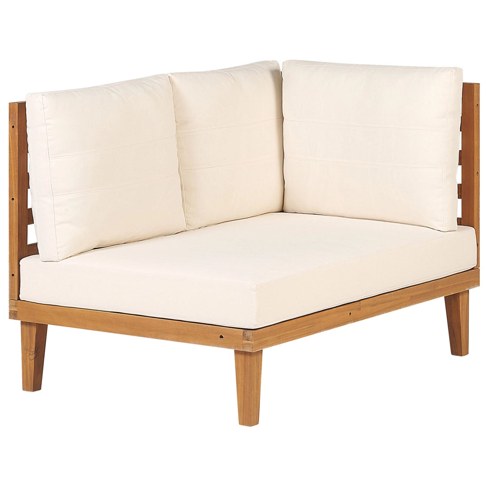 Set divani da giardino in legno di acacia cuscini beige chiaro 4 posti con tavolino design moderno set conversazione per esterni