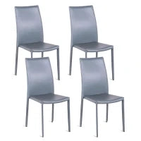 E-STYLO Sedia in similcuoio grigio e gambe rivestite in similcuoio grigio, impilabile, 42cm X 41cm H. 95cm.
