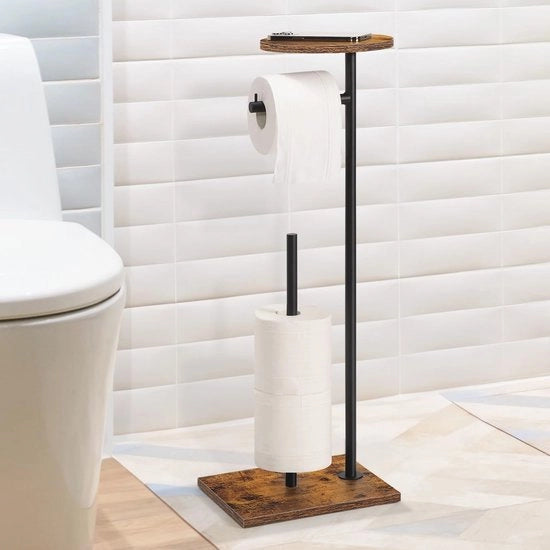 Supporto per Cartucce di Toilette Indipendente con Piastra di Ripostiglio - Base Stabile per Pavimento per 4 Cartucce di Riserva