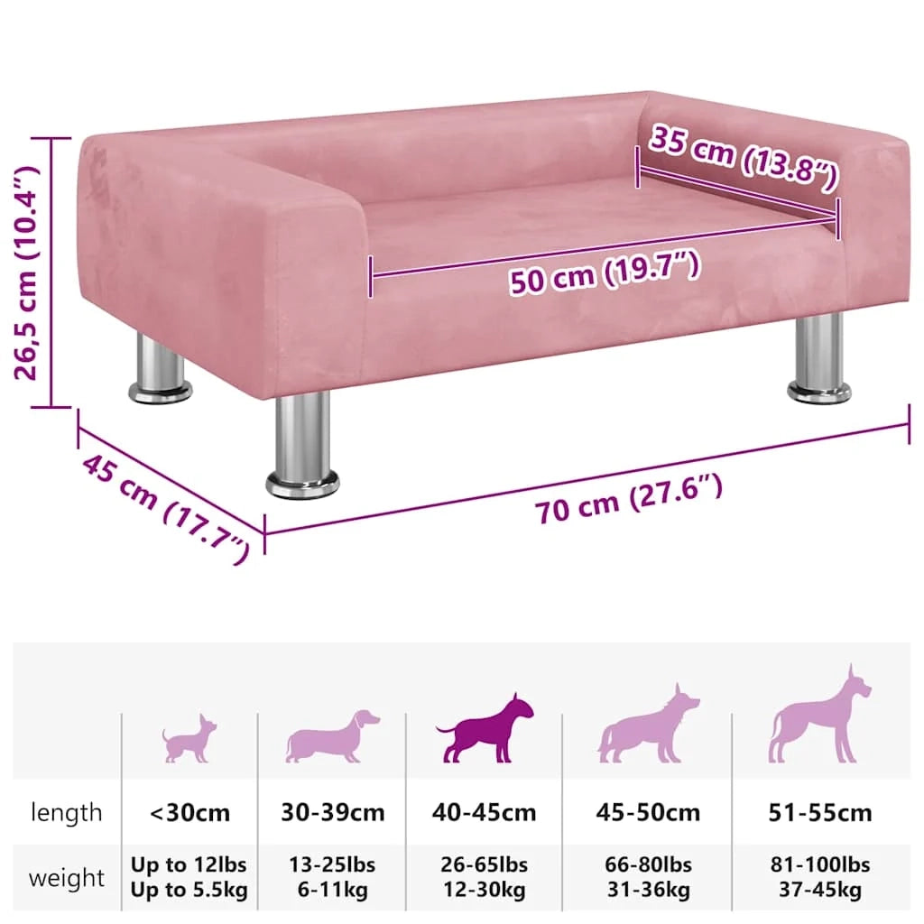 Cuccia per cani comodo divano 70 x 45 x 26,5 cm velluto Rosa 02_0042803