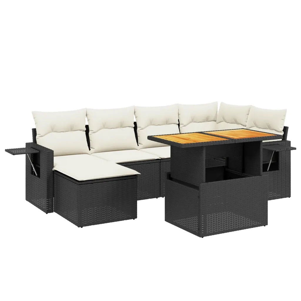 Set Divani da Giardino con Cuscini 7pz Nero Polyrattan 3271854