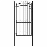 Cancello per Recinzione con Punte in Acciaio 100x200 cm Nero 146382