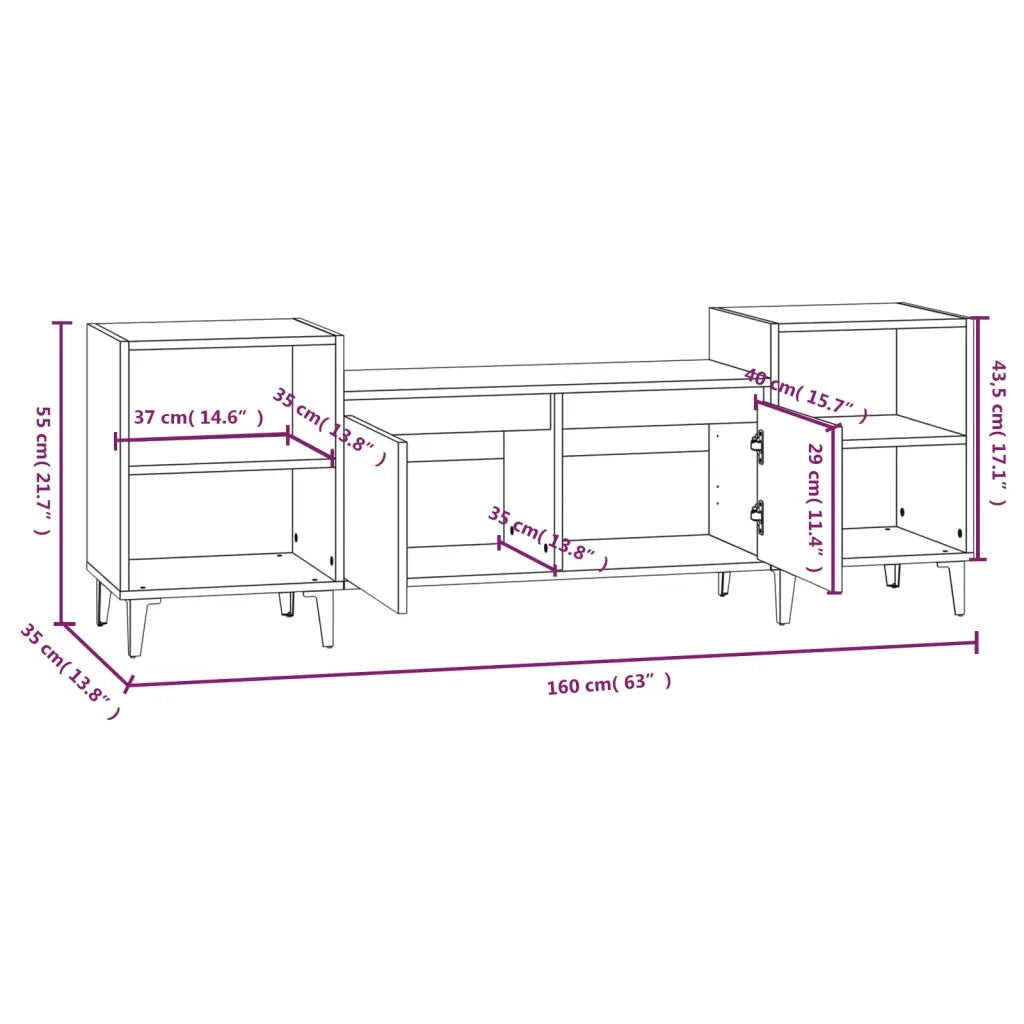 Mobile Porta TV Bianco 160x35x55 cm in Legno Multistrato 821196