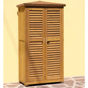 Armadio Mobile Mobiletto da Giardino in Legno Box Porta Attrezzi per Esterno