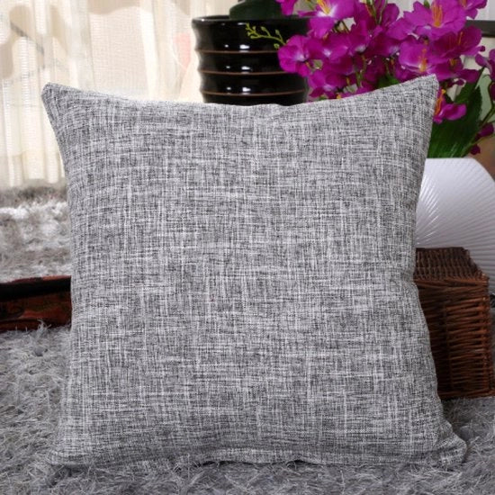 Set di cuscini in lino spessi - 2 pezzi - 40x40cm cuscini in lino quadrati - Copertura per cuscini all'aperto - Decorazione per la casa - Con chiusura invisibile - Adatto per divano letto, ufficio - Argento grigio
