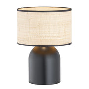 Lampada Da Tavolo Nordica Enlil 1 Luce In Acciaio E Rattan