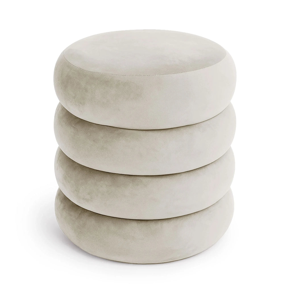 Pouf contenitore cilindrico in velluto 42 cm SNUGGO Crema