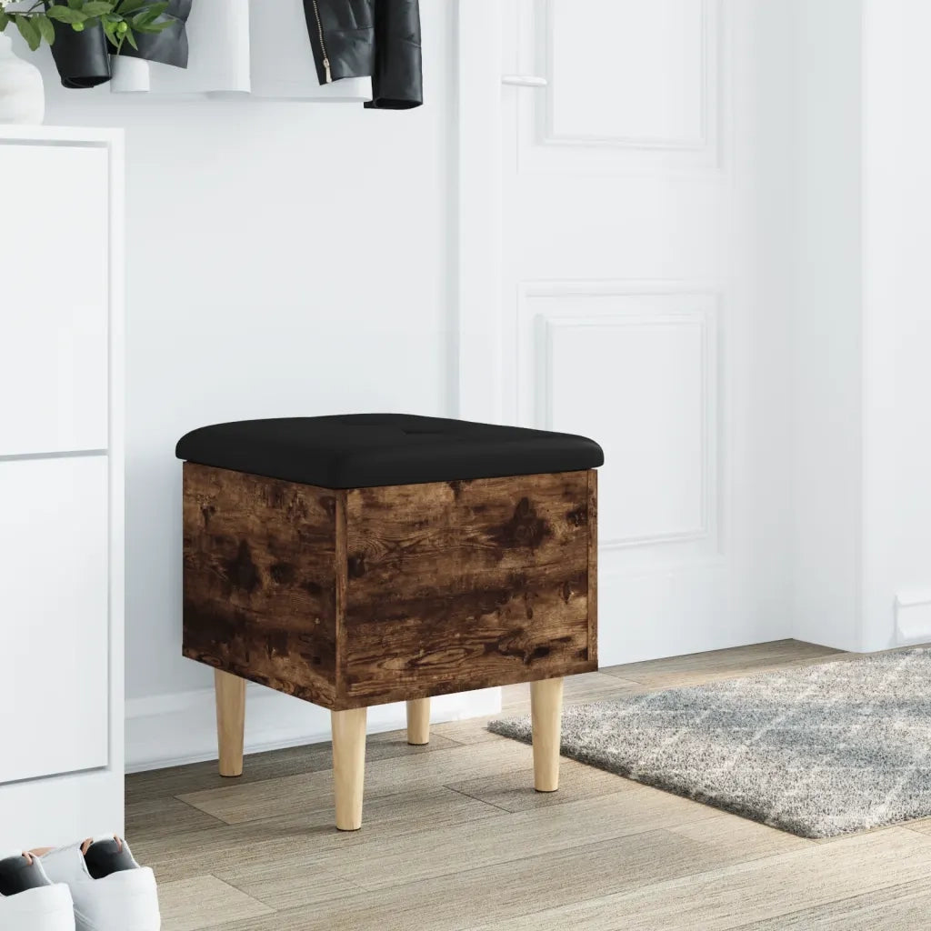Panca Portaoggetti-Sgabello-Panca con Contenitore Rovere Fumo 42x42x46 cm Legno Multistrato
