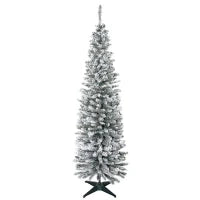 Albero di Natale Slim Artificiale 180 cm con Rami Realistici, Albero di Natale Innevato Alto e Stretto con Base Pieghevole, Verde