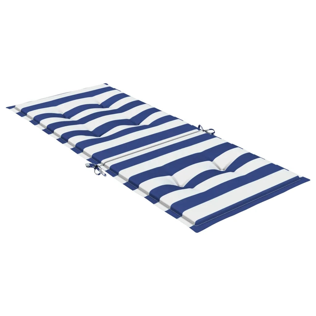 Cuscini Sedia Schienale Alto 2 pz Strisce Bianche e Blu Tessuto 361253