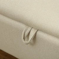 Banco di Almacenaggio con Coperchio Ribaltabile e Gambe in Acciaio per Camera da Letto Soggiorno Ingresso 101x38,5x44,5 cm Beige