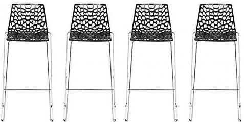 Upon Spider Fix - Sgabello da Bar, 44 x 53 x 96 cm, Colore: Nero Lucido