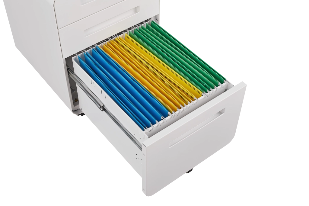 Cassettiera Mobile da Ufficio 3 Cassetti ¨C MINIMAL ¨C Bianco, Acciaio, A4/Legal