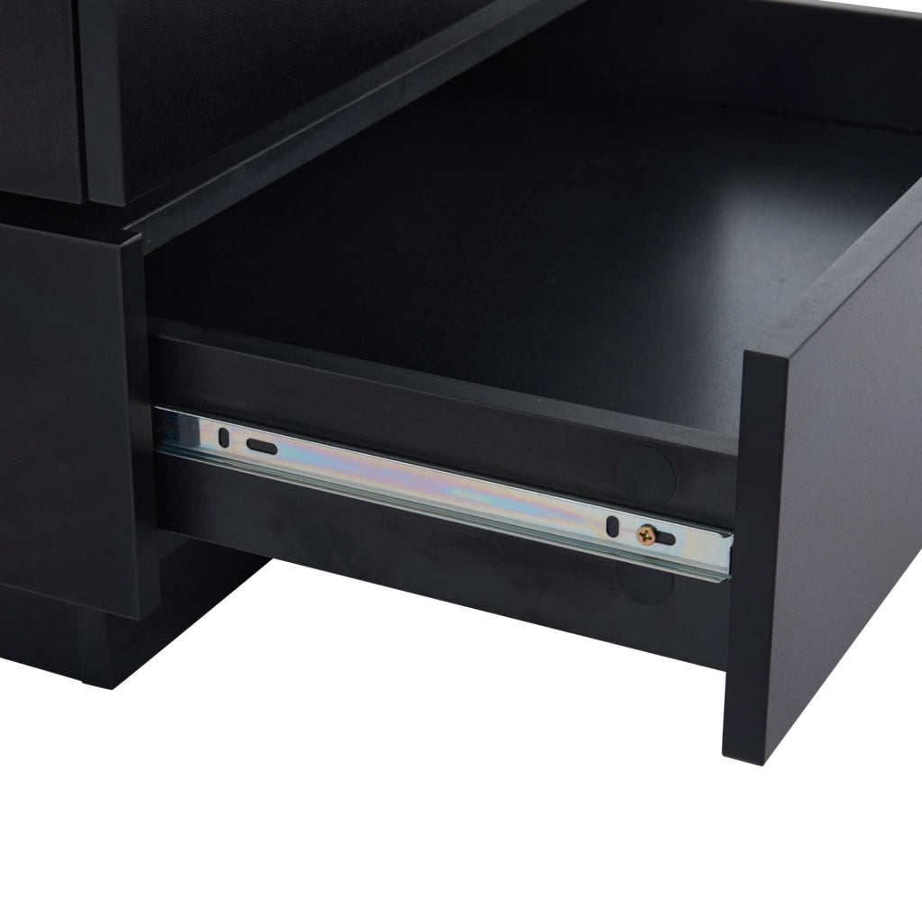 Tavolino da caffè 60x60x38 cm girevole a 360°; con cassetti; in truciolare nero
