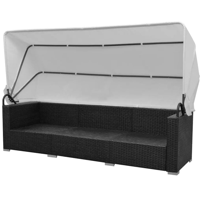 Set Divani da Giardino 7 pz con Tettoia in Polyrattan Nero 42750