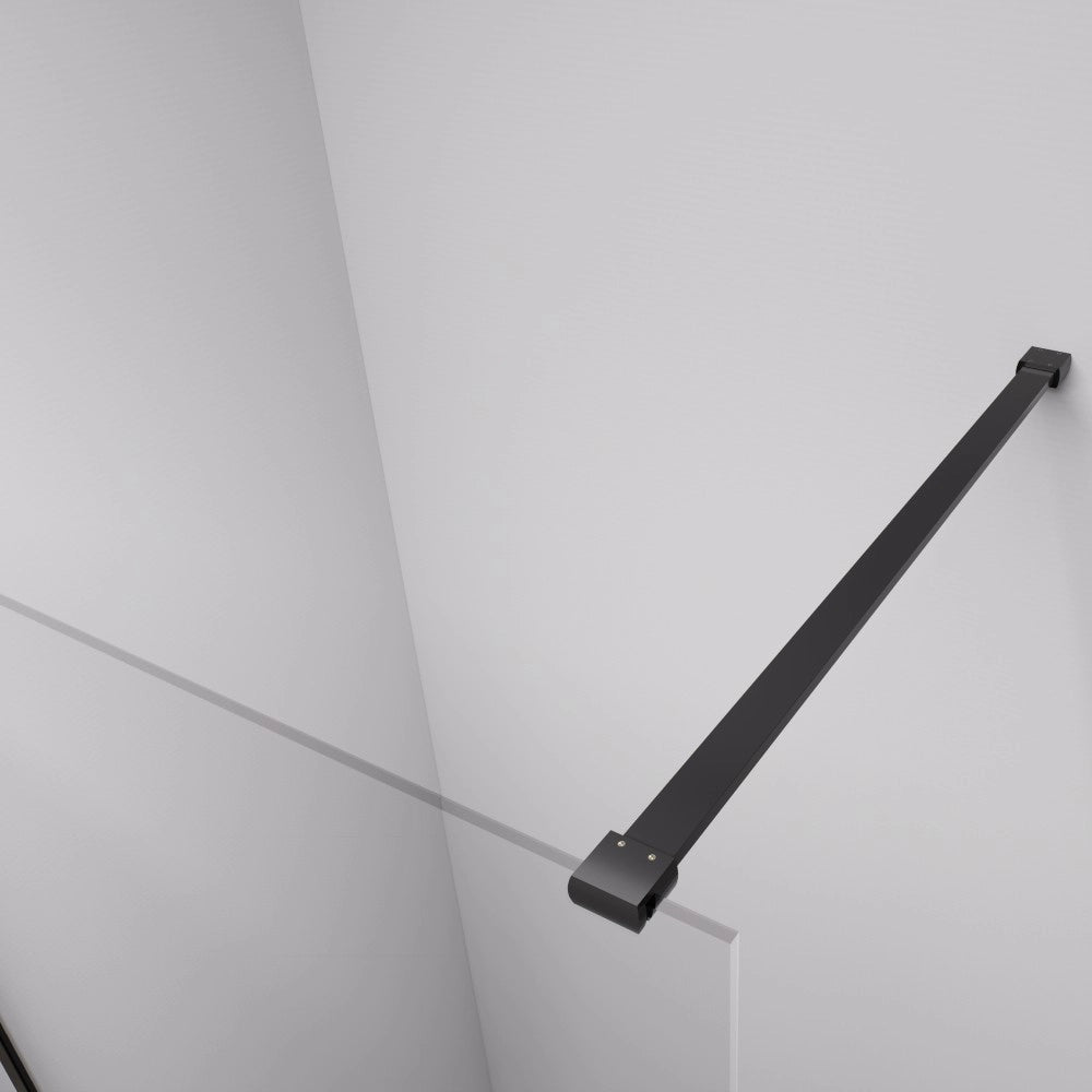 Box Doccia Walk In 70 cm h200 Profilo Nero Opaco Vetro Anticalcare Trasparente 8 mm | Cleò