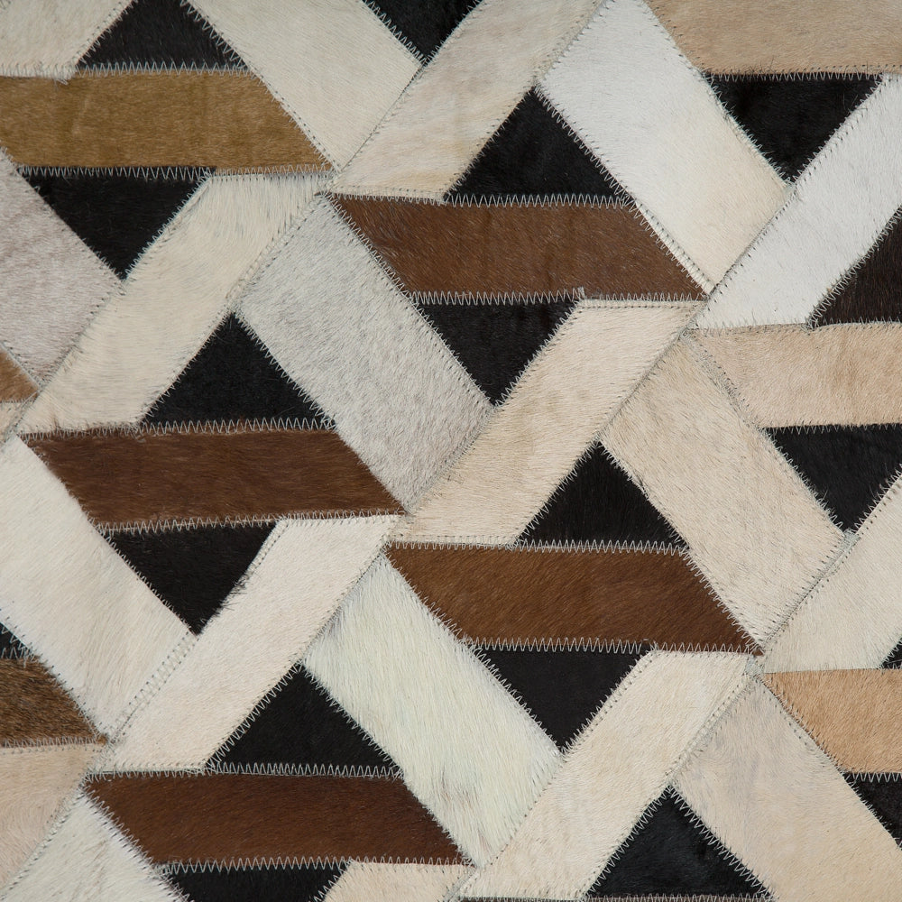 Tappeto tappetino Tappeto Pelle Marrone e Grigio Motivo Geometrico 140 x 200 cm Rustic Boho