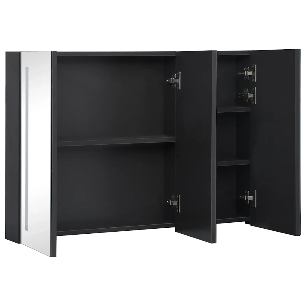 Armadietto Bagno con Specchio e LED-Mobile bagno con specchio 89x14x62 cm