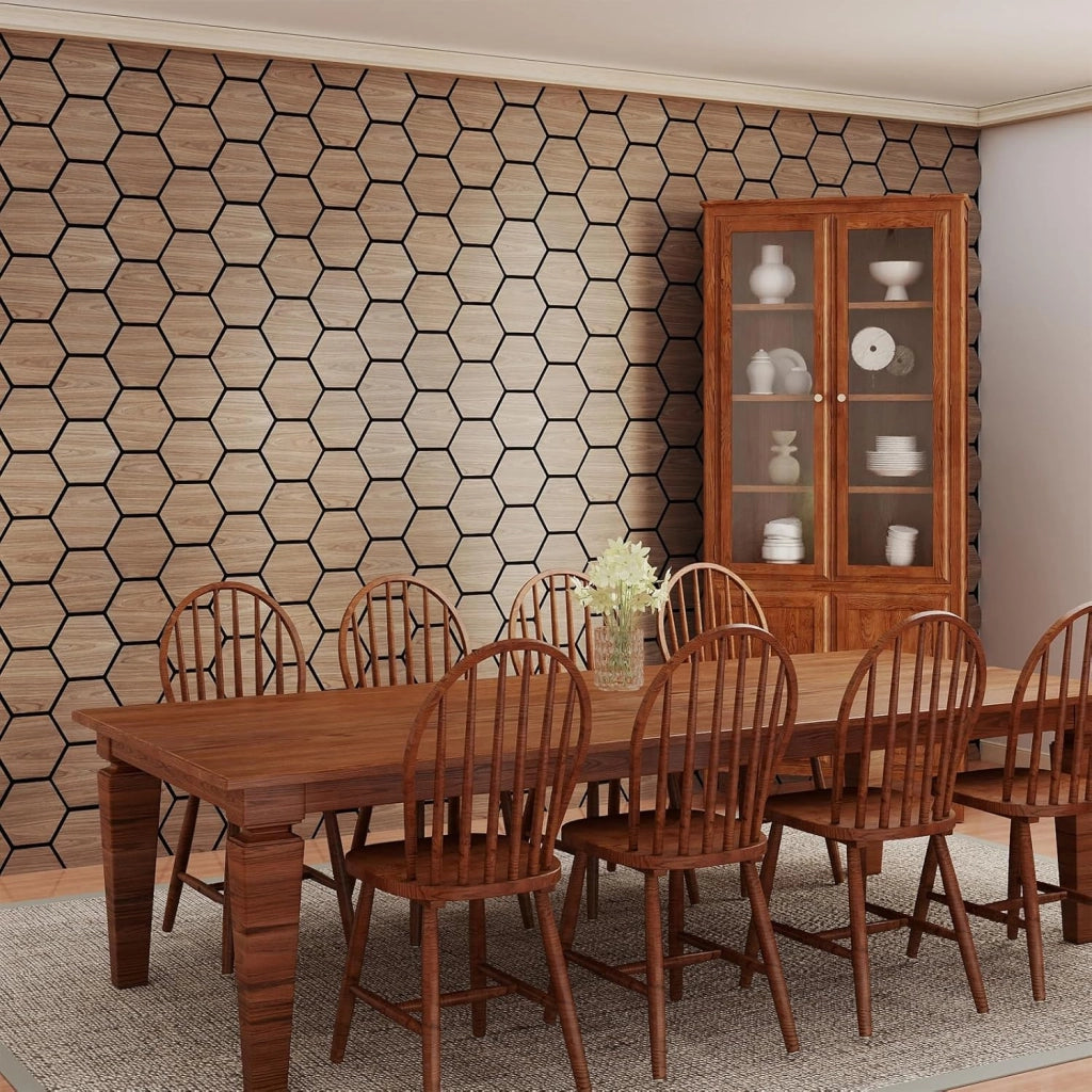 Pannello Fonoassorbente 4 Pezzi, Pannelli Acustici per Pareti, 81 x 66 cm con 9 Tavoletta Esagonali in Legno, Decorazione d’Interni, per Riduzione Rumore, 2,1 m²