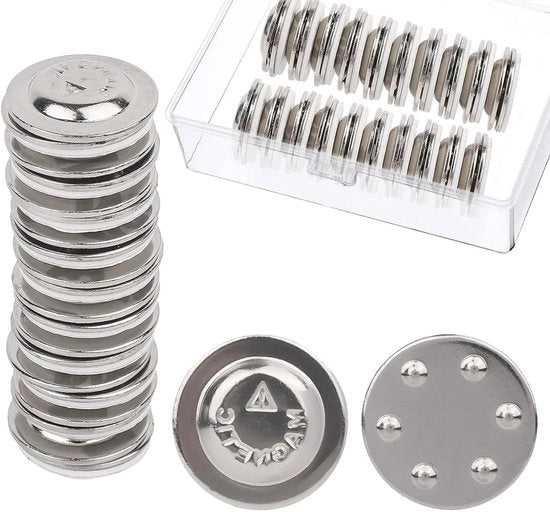 Set di Badgeholder Magnetici - 36 pezzi - Badgeholder Autoadesivi a forma rotonda con chiusure robuste - Inclusa scatola di conservazione