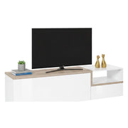 Mobile da soggiorno Porta Fluorite, Made in Italy, Credenza per Fluorite a 2 ante, Porta Fluorite da salotto, cm 160x40h46, Bianco lucido e Acero