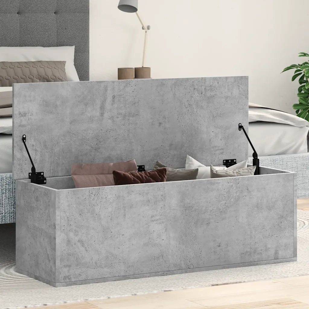vidaXL Contenitore Portaoggetti Grigio Cemento 102x35x35cm Truciolato